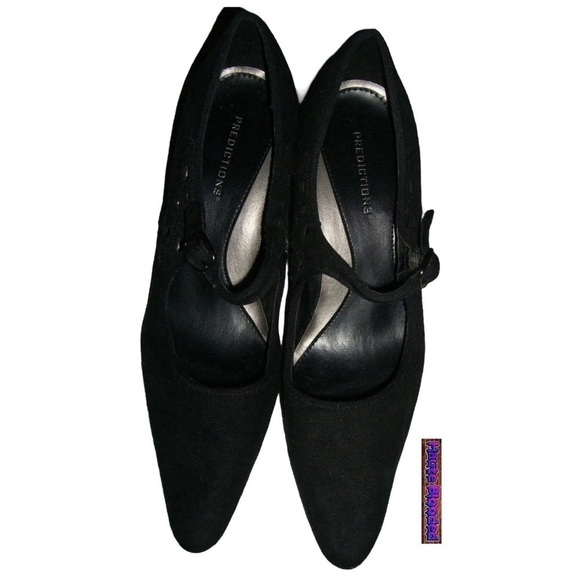Predictions Black Mary Janes Heels Pointed Toe Witchy Gothic Halloween Cut Out 7 - Picture 5 of 11